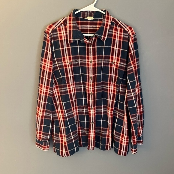 Duluth Trading Women's Flannel Shirt Size XXL Plaid 100% Cotton Long Sleeve - Picture 1 of 4
